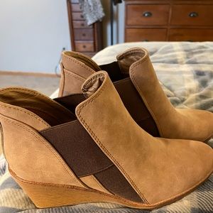 Maurice’s tan booties